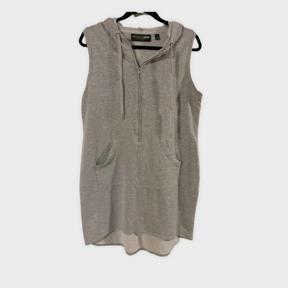 Gabrielle Union Gray Hooded Sweatshirt Dress Sz L - Picture 1 of 5